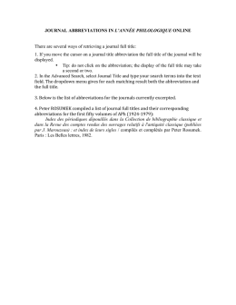 Liste des sigles - L`Ann&eacute;e philologique