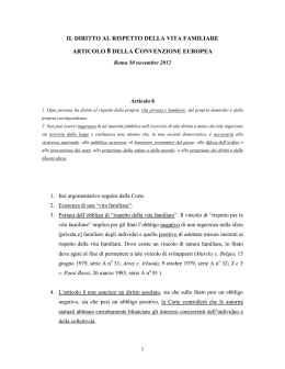 Il rispetto alla vita familiare secondo l`art.8 della CEDU