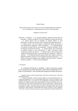 Soluzioni legislative accolti in alcuni ordinamenti nazionali in