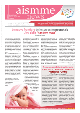 Le nuove frontiere dello screening neonatale L`eradella
