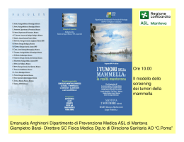 Ore 10.00 Il modello dello screening dei tumori della