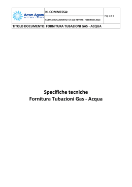 Specifiche tecniche Fornitura Tubazioni Gas