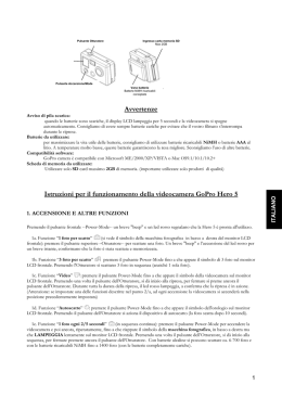 Istruzioni per il funzionamento della videocamera GoPro