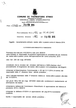 Determina R.G. n. 152 del 26.02.2015