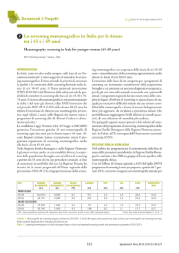 Lo screening mammografico in Italia per le donne tra i 45 e i 49 anni