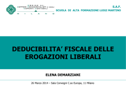 deducibilita` fiscale delle erogazioni liberali