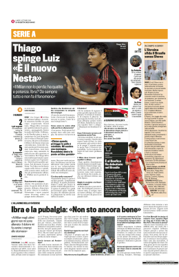 Thiago spinge Luiz «È il nuovo Nesta» SERIE A