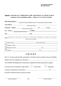 Oggetto: Domanda per l`applicazione delle agevolazioni sui tributi