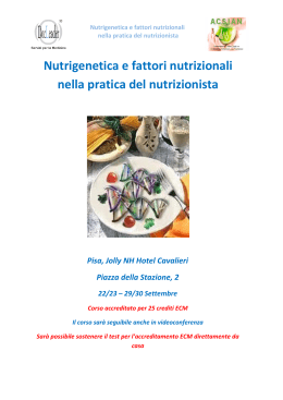 Nutrigenetica e fattori nutrizionali nella pratica del nutrizionista Pisa