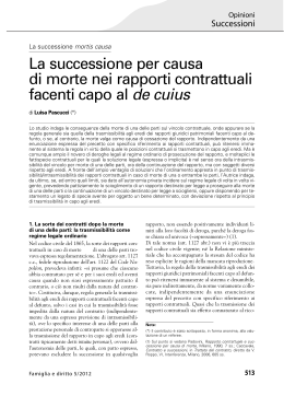 La successione per causa di morte nei rapporti