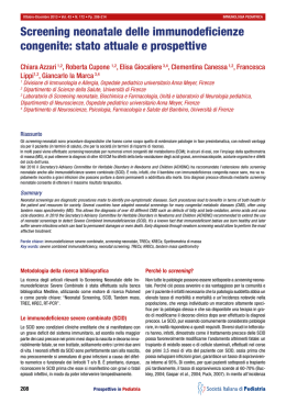 Screening neonatale delle immunodeficienze congenite: stato