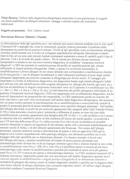 Titolo Ricerca: Utilizzo della diagnostica allergologica molecolare in