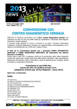 CONVENZIONE CDC CENTRO DIAGNOSTICO CERNAIA
