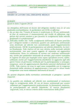 OGGETTO ORARIO DI LAVORO DEL DIRIGENTE MEDICO QUESITI