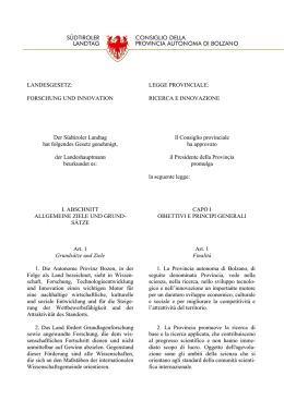 FORSCHUNG UND INNOVATION RICERCA E