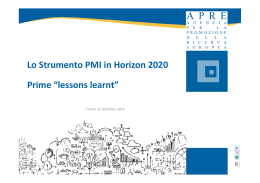 Lo Strumento PMI in Horizon 2020 Prime “lessons learnt”