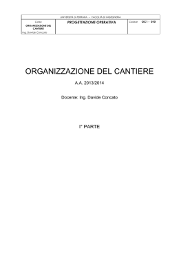 ORGANIZZAZIONE DEL CANTIERE