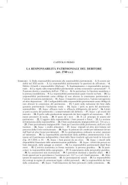 LA RESPONSABILITA` PATRIMONIALE DEL DEBITORE (art. 2740 cc)