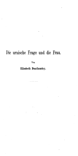 Die urnische Frage und die Frau.