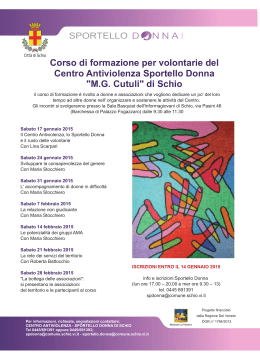 Corso di formazione per volontarie del Centro Antiviolenza Sportello