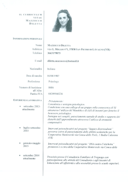 Curriculum Dott.ssa Mazzocco Diletta - IC Tregnago
