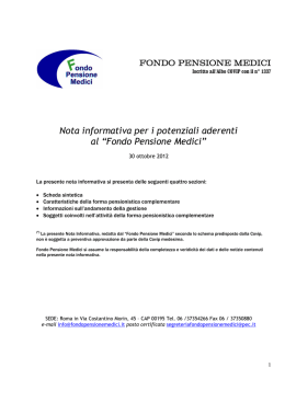 Nota informativa per i potenziali aderenti al &ldquo;Fondo Pensione Medici&rdquo;