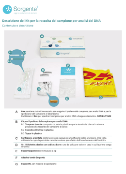 Descrizione del Kit per la raccolta del campione per analisi del DNA