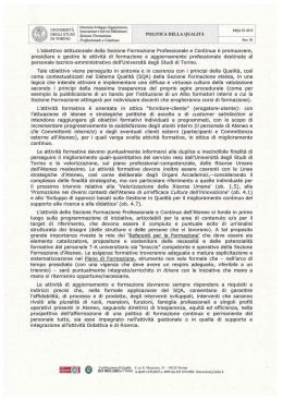 L`obiettivo istituzionale della Sezione Formazione Professionale e