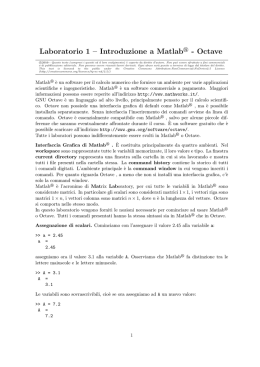 Laboratorio 1 &ndash; Introduzione a Matlab&reg;
