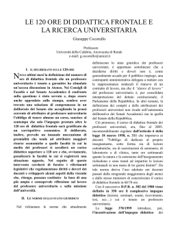 Le 120 ore di didattica frontale e la ricerca universitaria (a cura