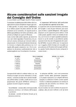 Alcune considerazioni sulle sanzioni irrogate dal Consiglio dell`Ordine