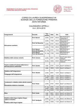 CORSO DI LAUREA QUADRIENNALE IN SCIENZE DELLA