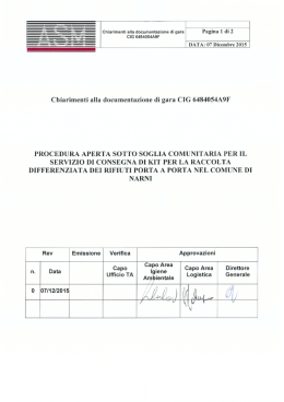 Chiarimenti alla documentazione di gara CIG 6484054A9F