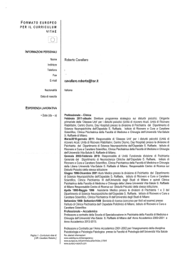 formato europeo per il curriculum vitae