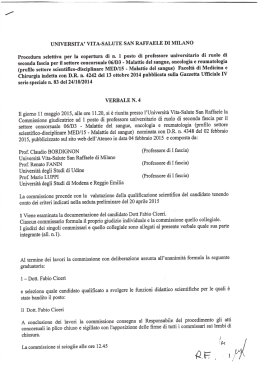 Verbali Settore Concorsuale: 06/D3 - Universit&agrave; Vita