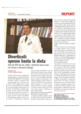 DIVERTICOLOSI Spesso basta la dieta.