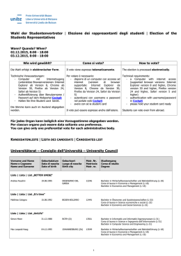 Lista dei candidati - Libera Universit&agrave; di Bolzano