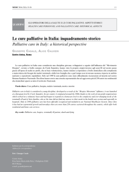 Le cure palliative in Italia: inquadramento storico