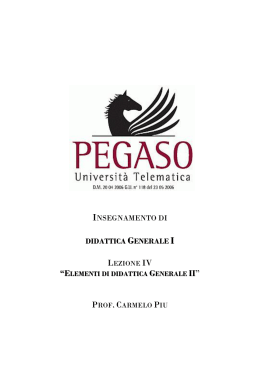 didattica generale i - Università Telematica Pegaso