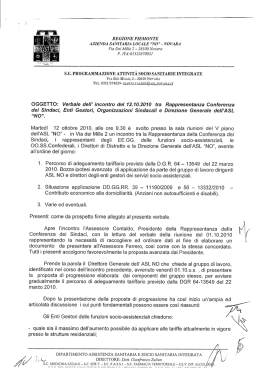 AZIENDA SANITARIA LOCALE “NO” - NOVARA