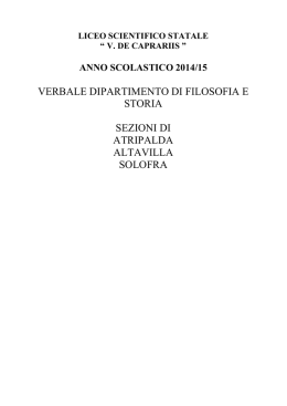 VERBALE DIPARTIMENTO DI FILOSOFIA E STORIA SEZIONI DI