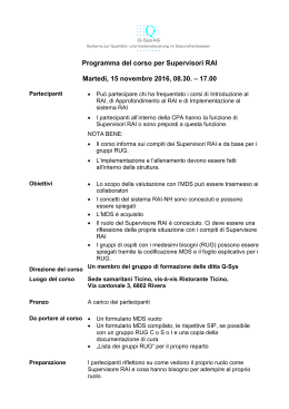 Programma del corso per Supervisori RAI Martedi, 15 - Q