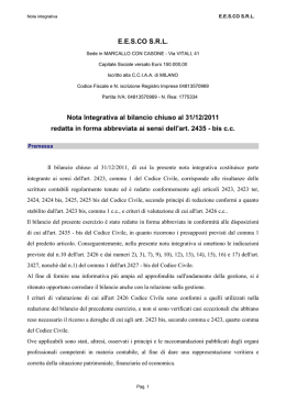 Nota integrativa al Bilancio 2011