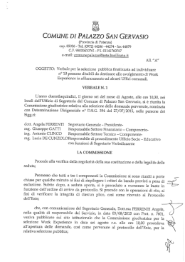 verbale di selezione pubblica - Comune di Palazzo San Gervasio