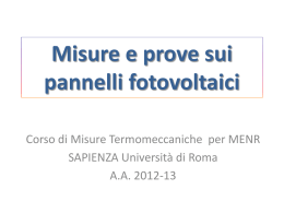 Misure e prove sui pannelli fotovoltaici