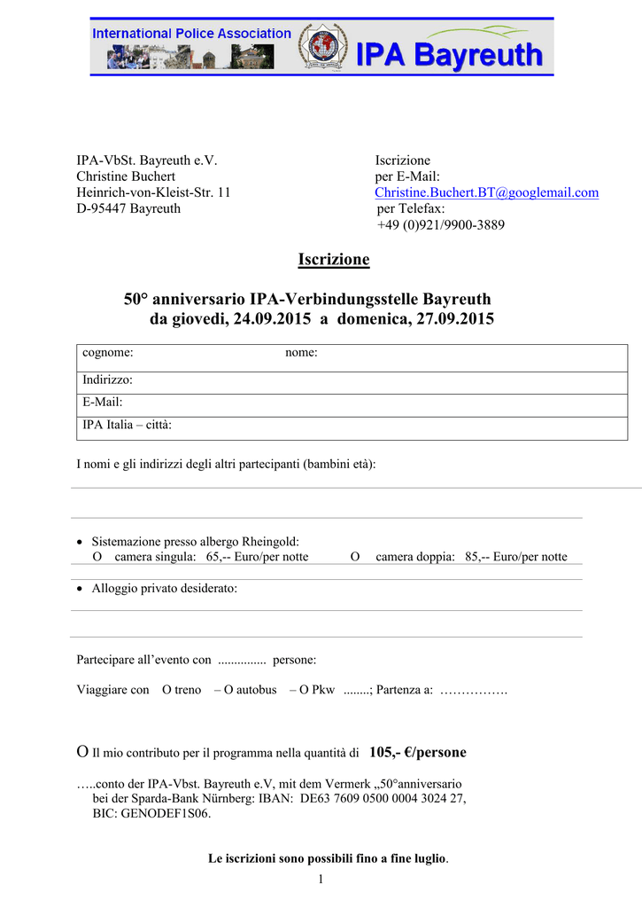 Iscrizione 50 Anniversario Ipa Verbindungsstelle Bayreuth Da