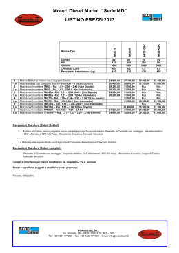 Motori Diesel Marini &ldquo;Serie MD&rdquo; LISTINO PREZZI 2013