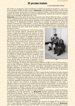 Mamoiada nel periodo feudale &ndash; di Giacomino Zirottu