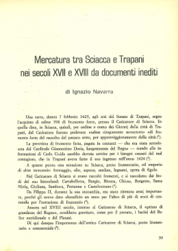 Mercatura tra Sciacca a Trapani nei secoli XVII e
