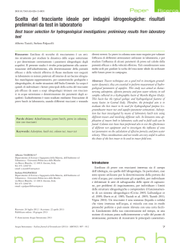 Scelta del tracciante ideale per indagini idrogeologiche: risultati